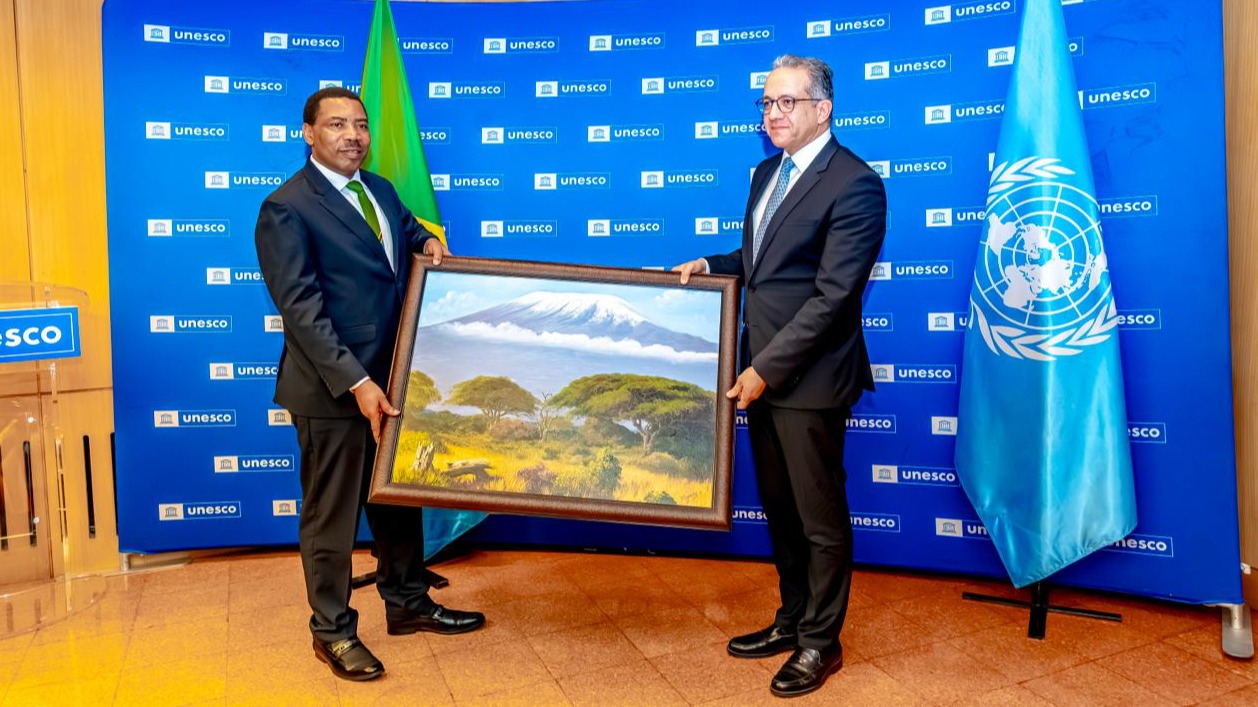 WAZIRI MKUU NCHEMBA AKABIDHI ZAWADI YA PICHA KWA MKURUGENZI MKUU WA UNESCO